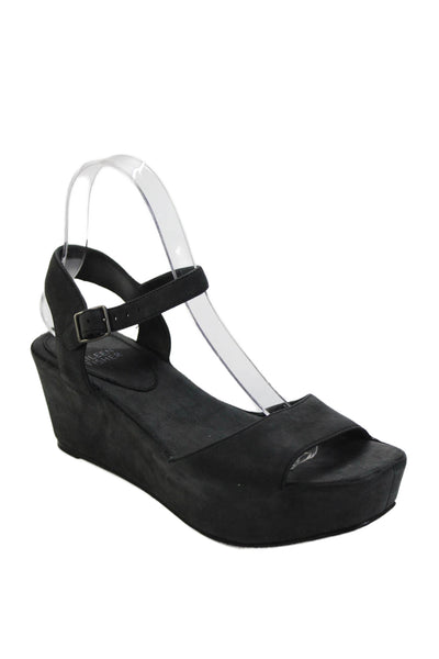 Eileen Fisher Womens Platform Slingbacks Wedge Sandals Black Size 7