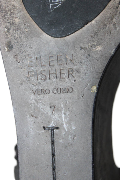 Eileen Fisher Womens Platform Slingbacks Wedge Sandals Black Size 7