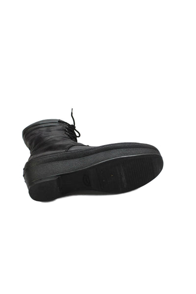 Tods Womens Leather Lace Up Platform Ankle Boots Black Size 37.5 7.5