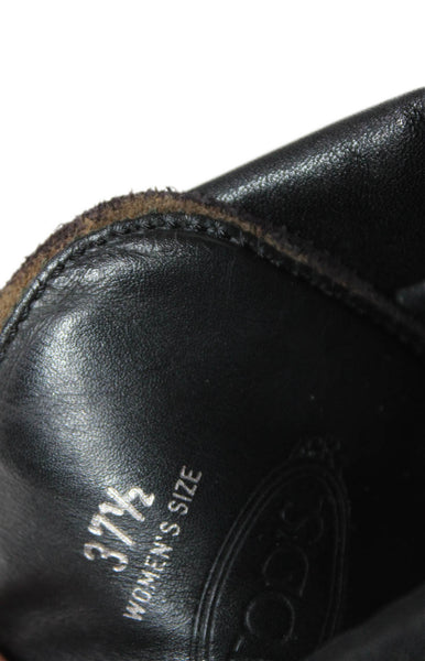 Tods Womens Leather Lace Up Platform Ankle Boots Black Size 37.5 7.5