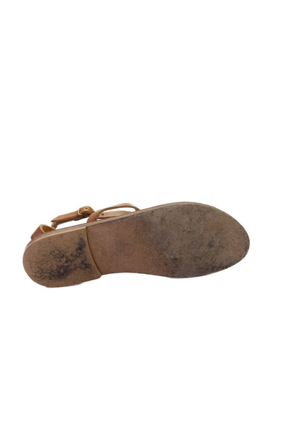 Kjaques St. Tropez Womens Leather Thong Ankle Strap Sandals Brown Size 38 8