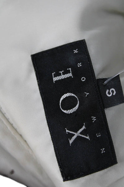 Xoe New York Womens Basic Leather Sleeveless Jacket White Button Size S