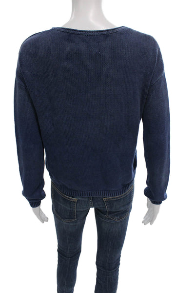 Current/Elliott Womens Blue Cotton Pullover Sweater Round Neck Size 0