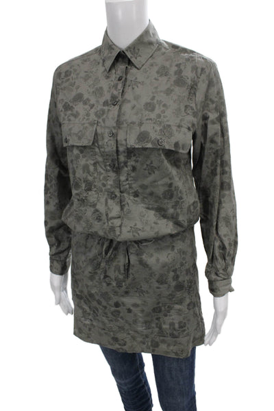 Comptoir Des Cotonniers Women Shirt Dress Gray Cotton Floral Size 34