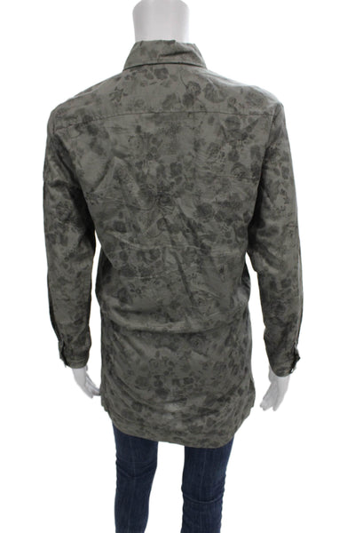 Comptoir Des Cotonniers Women Shirt Dress Gray Cotton Floral Size 34