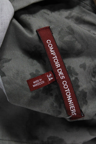 Comptoir Des Cotonniers Women Shirt Dress Gray Cotton Floral Size 34