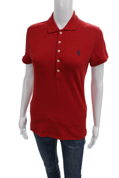 Polo Ralph Lauren Womens Polo Red Collared Short Sleeve Cotton Basic Size M