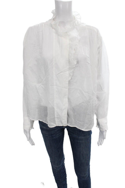 Isabel Marant Etoile Women Tunic Blouse White Cotton Collared Button Size S