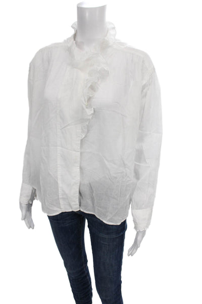 Isabel Marant Etoile Women Tunic Blouse White Cotton Collared Button Size S