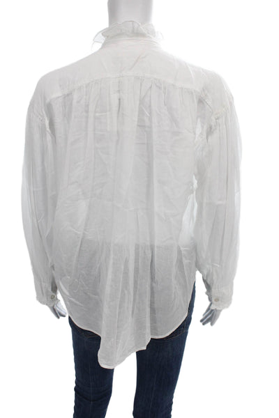 Isabel Marant Etoile Women Tunic Blouse White Cotton Collared Button Size S
