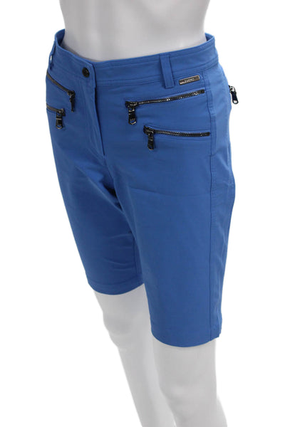 MDC Womens Bermuda Shorts Blue Button Solid Summer Sport Size 40