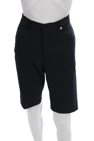 Golfino Womens Athletic Golf Shorts Black Nylon Button Size 8