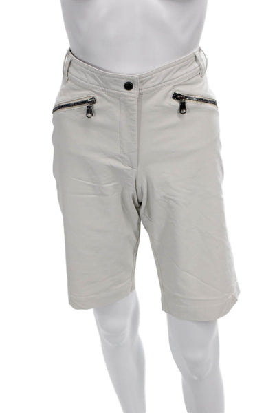 MDC Womens Bermuda Shorts Beige Button Polyamide Casual Size 40