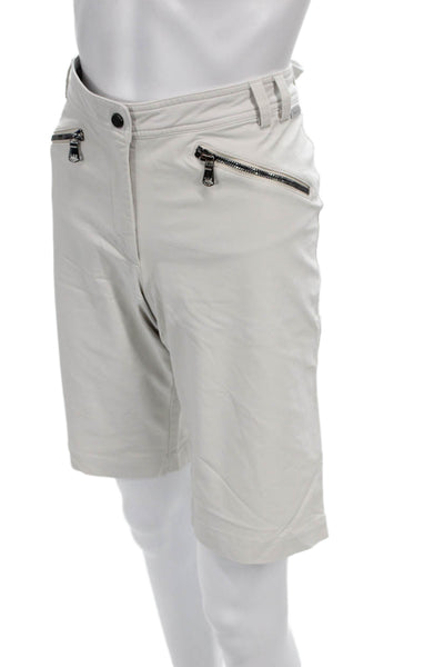 MDC Womens Bermuda Shorts Beige Button Polyamide Casual Size 40