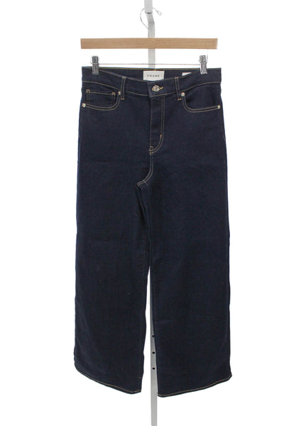 Frame Womens Wide-Leg Jeans Blue High Waist Button Size 29