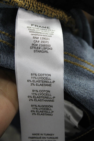 Frame Womens Wide-Leg Jeans Blue High Waist Button Size 29