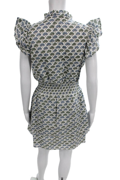 Sunday Saint Tropez Women Mini Dress White Linen Scoop Neck Cap Sleeve Size S