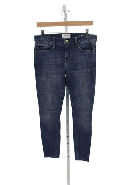 Frame Womens Skinny Blue High Rise Jeans Button Fly 26 Inseam Size 29
