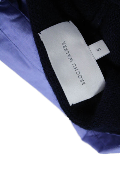 Brochu Walker Womens V-Neck Blue Wool Pullover Sweater Preppy Size S