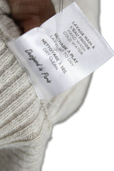 Kujten Womens Cashmere Pullover Beige Round Neck Long Sleeve Size 3