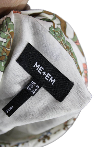Me + Em Womens Floral Collared Button Long Sleeve Blouse Multicolor Size 6