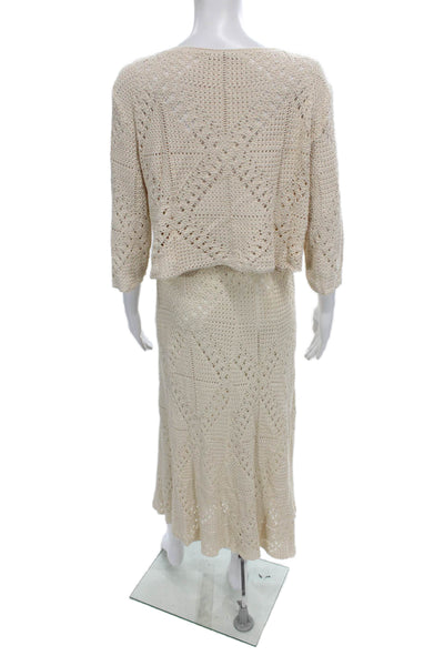 Viviane Furrier Womens Woven Knit Sweater Maxi Skirt Set Beige Size Small