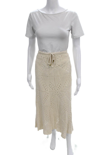 Viviane Furrier Womens Woven Knit Sweater Maxi Skirt Set Beige Size Small