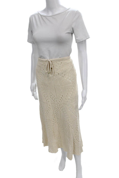 Viviane Furrier Womens Woven Knit Sweater Maxi Skirt Set Beige Size Small