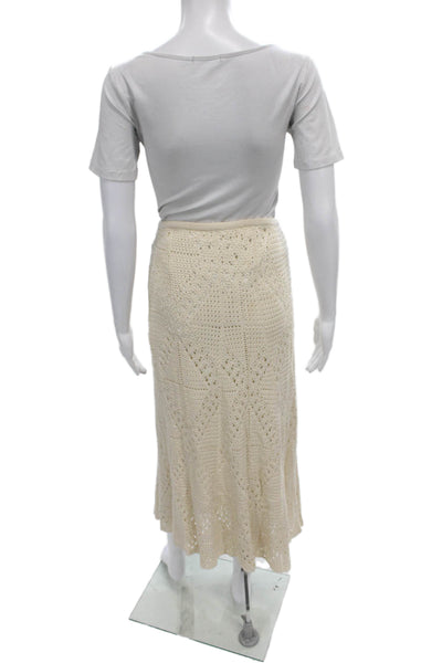 Viviane Furrier Womens Woven Knit Sweater Maxi Skirt Set Beige Size Small