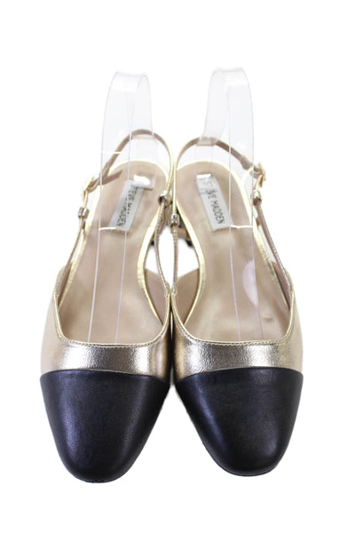 Steve Madden Womens Leather Cap Toe Belinda Ballet Slingbacks Gold Size 8 Medium