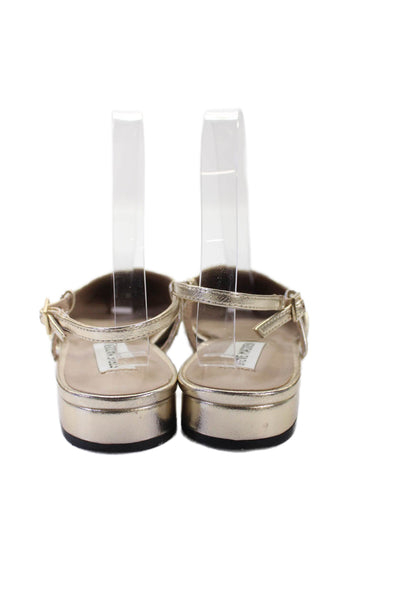 Steve Madden Womens Leather Cap Toe Belinda Ballet Slingbacks Gold Size 8 Medium