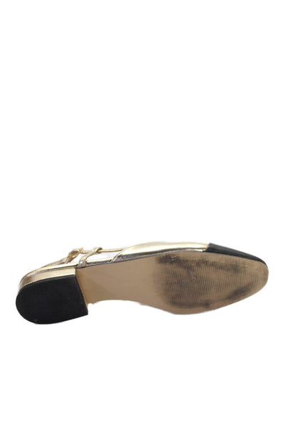 Steve Madden Womens Leather Cap Toe Belinda Ballet Slingbacks Gold Size 8 Medium