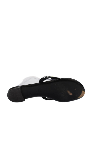 Giuseppe Zanotti Design Womens Leather Diamond Studded Flip Flops Black Size 11