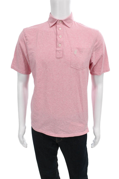 Johnnie-o Mens Short Sleeves Polo Shirt Light Pink Cotton Size Small