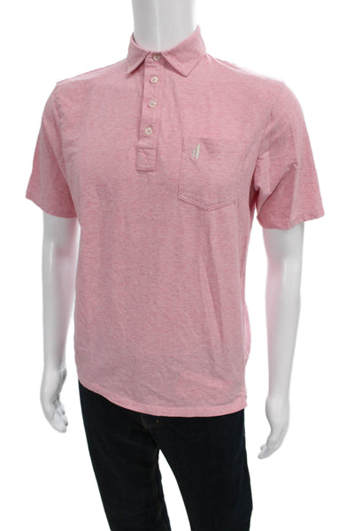 Johnnie-o Mens Short Sleeves Polo Shirt Light Pink Cotton Size Small