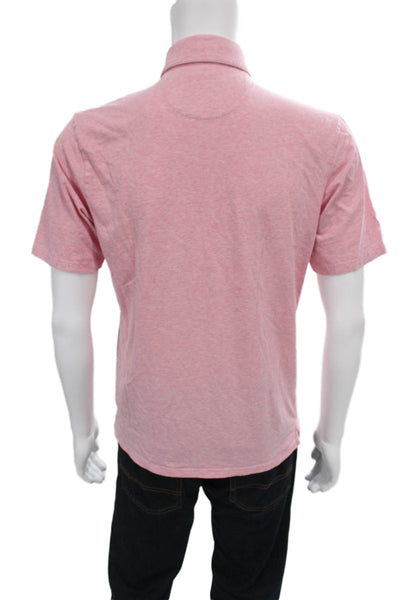 Johnnie-o Mens Short Sleeves Polo Shirt Light Pink Cotton Size Small
