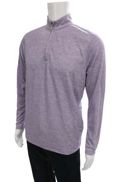 Johnnie-o Mens Long Sleeves 1/2 Zipper Mock Neck Shirt Purple Size Small
