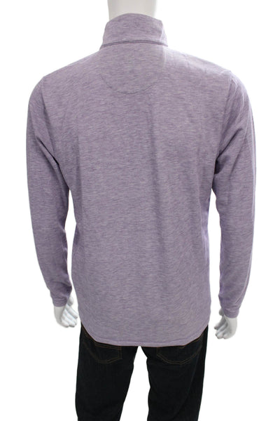 Johnnie-o Mens Long Sleeves 1/2 Zipper Mock Neck Shirt Purple Size Small