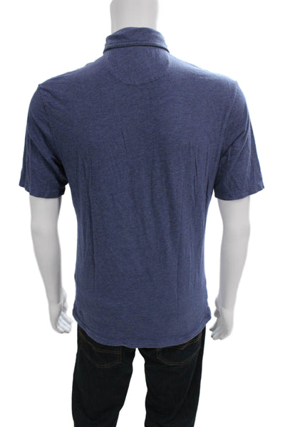 Johnnie-o Mens Short Sleeves Crew Neck Polo Shirt Blue Cotton Size Small