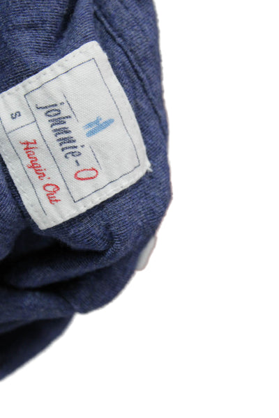 Johnnie-o Mens Short Sleeves Crew Neck Polo Shirt Blue Cotton Size Small