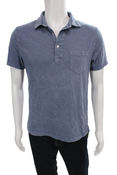 J Crew Mens Slim Fit Short Sleeves Polo Shirt Blue Cotton Size Medium