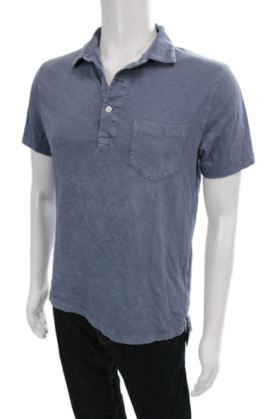 J Crew Mens Slim Fit Short Sleeves Polo Shirt Blue Cotton Size Medium