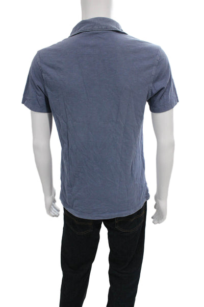 J Crew Mens Slim Fit Short Sleeves Polo Shirt Blue Cotton Size Medium