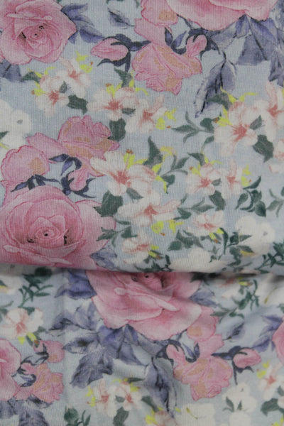 Stripe & Stare Girls Floral Long Sleeve Crew Neck Pajama Set Blue Size 7-8Y