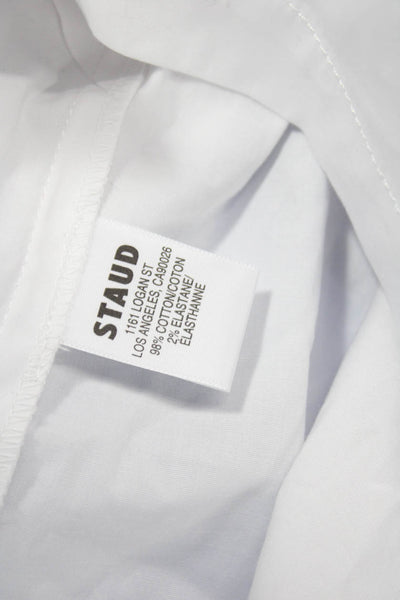 Staud Women Basic White V-Neck 3/4 Sleeve Cotton Blouse Size S