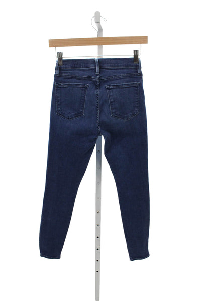 Frame Denim Womens Skinny Jeans Blue Mid Rise Button Cotton Size 27