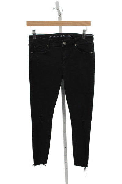 Articles of Society Womens Ankle Jeans Black Button Mid Rise Size 28