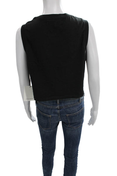 Spiritual Gangster Women Cropped Tank Black Cotton Sleeveless Crew Neck Size S
