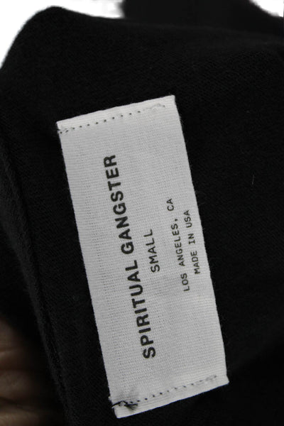 Spiritual Gangster Women Cropped Tank Black Cotton Sleeveless Crew Neck Size S