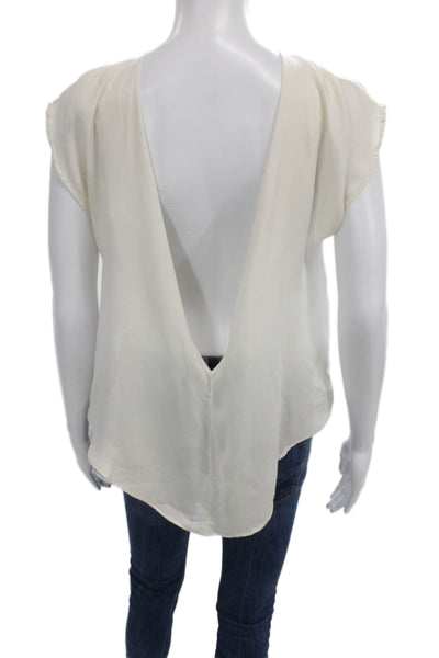 Zara Woman Womens Basic Silk Sleeveless Round Neck Ivory Blouse Size S